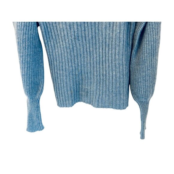 Aqua 100% Cashmere Balloon Sleeve Sweater In Heather Blue Size Small - Picture 6 of 9